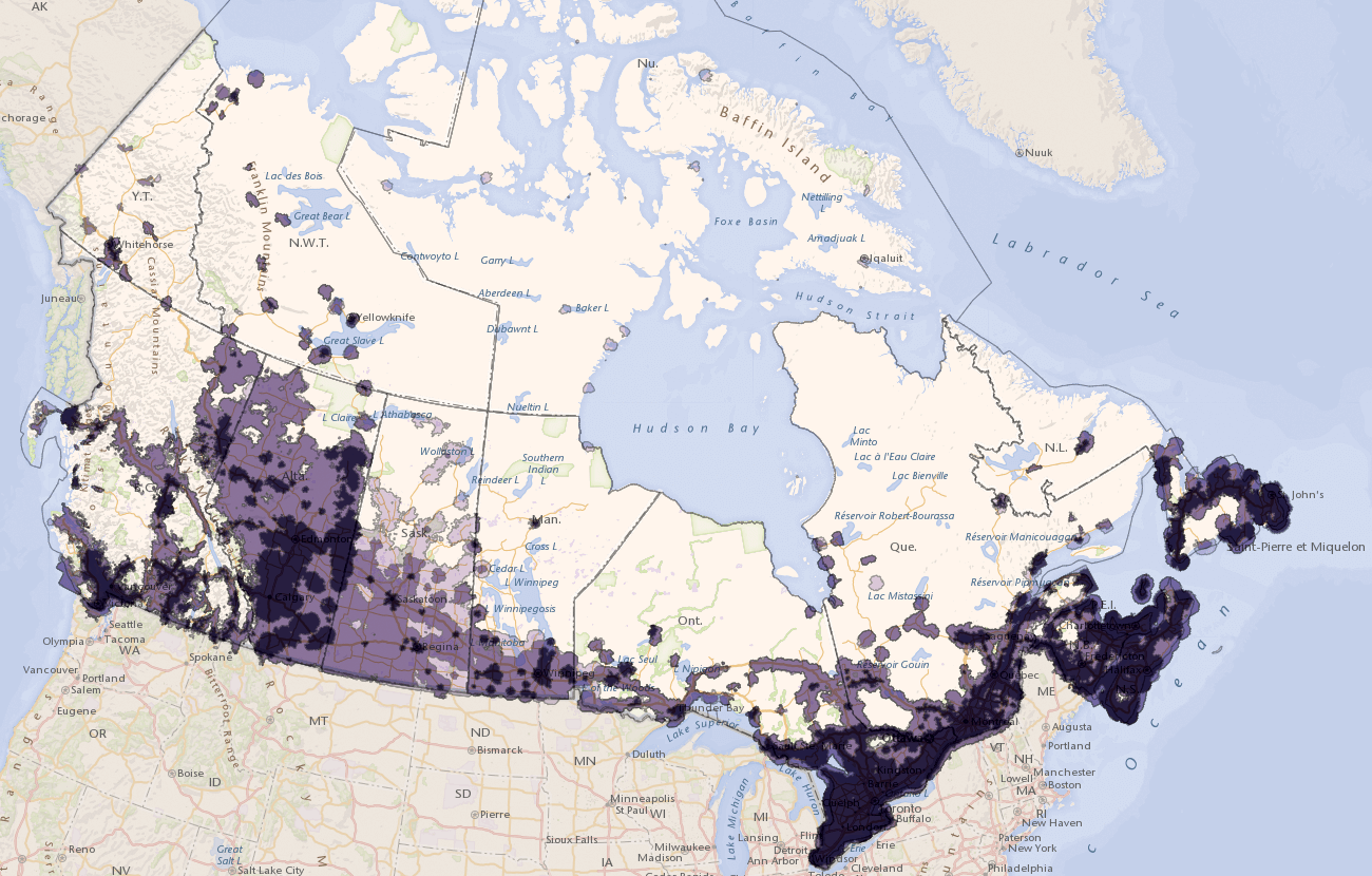 CRTC broadband coverage map